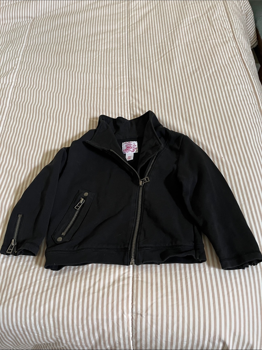 Kids Black Jean-Style Zip Jacket by